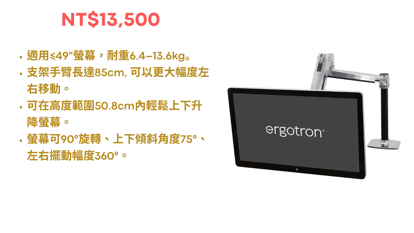 Ergotron_Single_LX-坐站兩用螢幕支架_規格