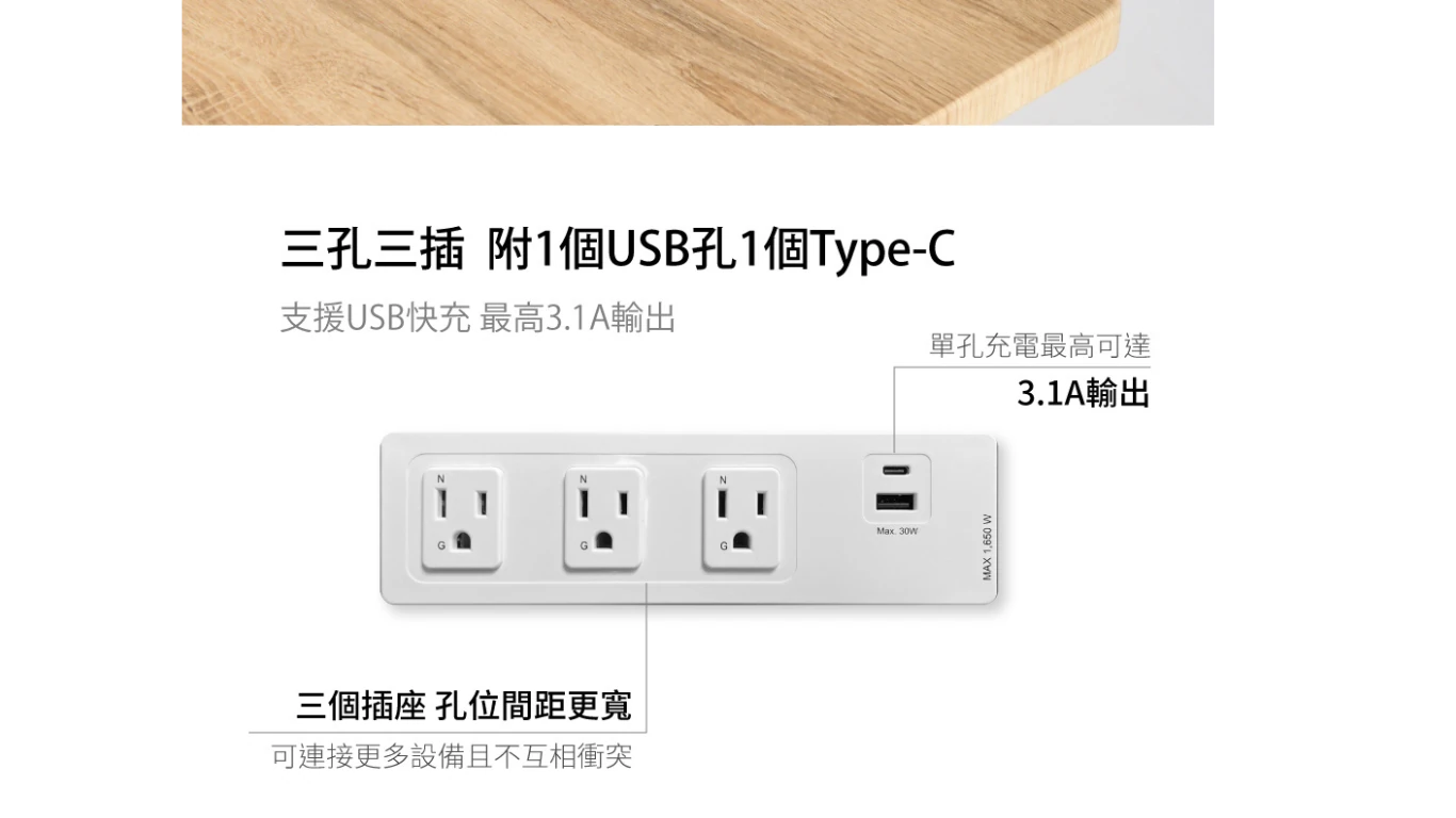 桌上型延長線-3插+USB+TypeC_8